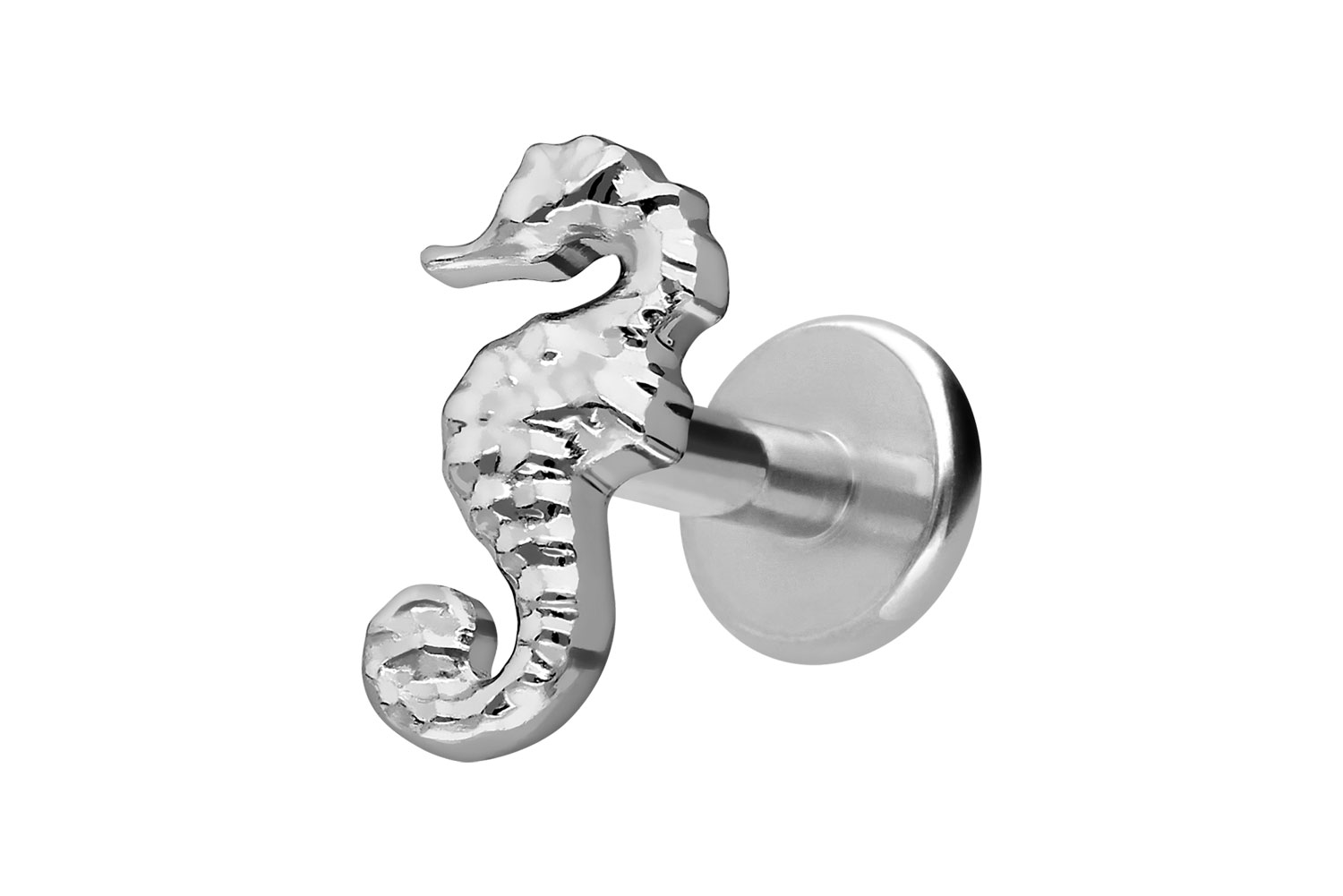 Titan Labret Piercing mit Innengewinde SEEPFERDCHEN